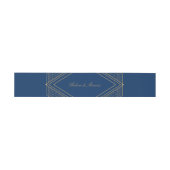 Art Deco Diamond Navy Blue and Gold Wedding Einladungsbanderole (Flach)