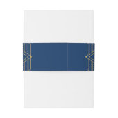Art Deco Diamond Navy Blue and Gold Wedding Einladungsbanderole (Rückseitenbeispiel)
