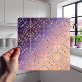 Art Deco Diamond Pattern Purple Peach Ombre  Fliese