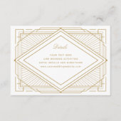 Art Deco Diamond White and Gold Wedding Begleitkarte (Vorderseite)