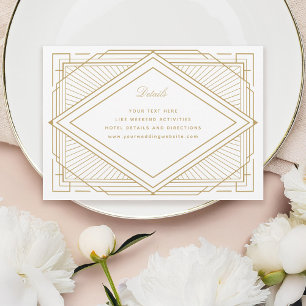 Art Deco Diamond White and Gold Wedding Begleitkarte