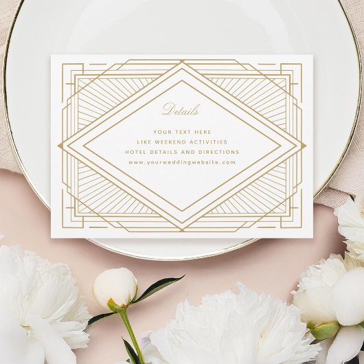 Art Deco Diamond White and Gold Wedding Begleitkarte