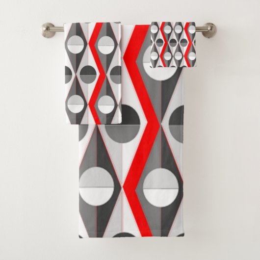 Art Deco Diamonds and Triangle Towel Badhandtuch Set (Insitu)