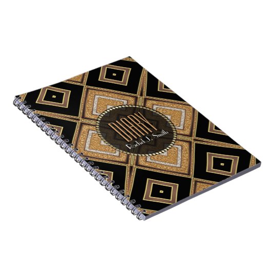 Art Deco Diamonds Black Gold Diary Notebook Notizblock (Rechte Seite)