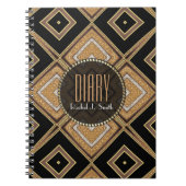 Art Deco Diamonds Black Gold Diary Notebook Notizblock (Vorderseite)