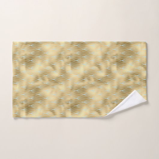 Art Deco Diamonds Muster 2, Gold & Aquamarin Badhandtuch Set (Handtuch)