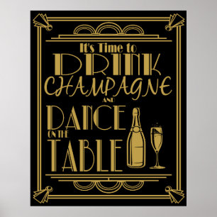 Art Déco Die Zeit, Champagner zu trinken Poster