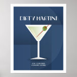 Art Deco Dirty Martini Poster<br><div class="desc">Diese Dirty Martini-Abbildung ist Teil der Classic Cocktail Collection. Gezeichnet in einem Art Deko Stil mit den grundlegenden Rezepten für die Erstellung des Cocktails.</div>