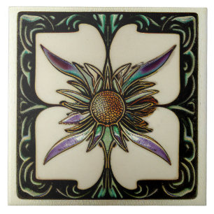 Art Deco Distel-Wanddekoration Art Nouveau Fliese