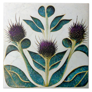 Art Deco Distel-Wanddekoration Art Nouveau Fliese
