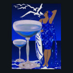 ART DECO Diva LADY Blue Champagne Poster<br><div class="desc">Champagne LARGE Poster ART DECO Poster Diva Fabulous Diva LADY Blue Champagne</div>