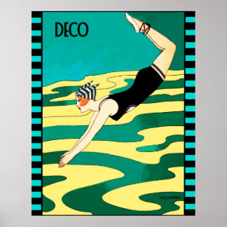 Art Deco Diver (Cover des Social Magazine) Poster