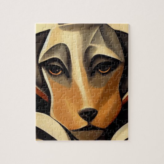 Art Deco Dog Face Puzzle (Vertikal)