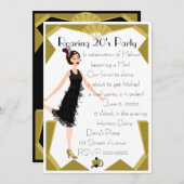 Art Deco Doll Einladung (Vorne/Hinten)