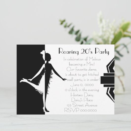 Art Deco Doll Einladung (Stehend Vorderseite)