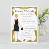 Art Deco Doll Einladung (Stehend Vorderseite)