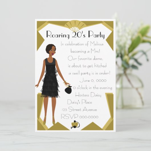 Art Deco Doll Einladung (Stehend Vorderseite)