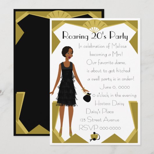 Art Deco Doll Einladung (Vorne/Hinten)