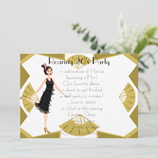 Art Deco Doll Einladung (Stehend Vorderseite)