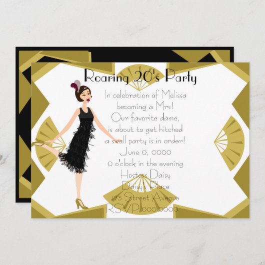 Art Deco Doll Einladung (Vorne/Hinten)