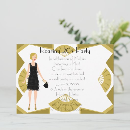 Art Deco Doll Einladung (Stehend Vorderseite)