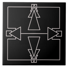 Art Deco Doppelarrow Tile Silver und Black Fliese