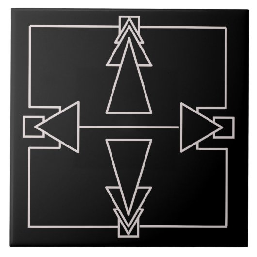 Art Deco Doppelarrow Tile Silver und Black Fliese (Vorderseite)