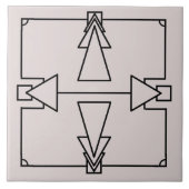 Art Deco Double Arrow auf Black und Silver Tile Fliese (Vorderseite)