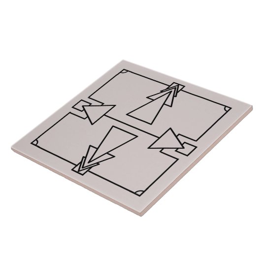 Art Deco Double Arrow auf Black und Silver Tile Fliese (Seite)