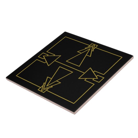 Art Deco Double Arrow Tile Gold und Black Fliese (Seite)