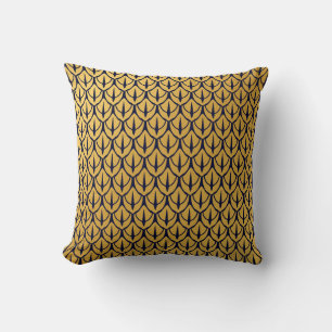 Art Deco Drachen-Schuppen - Blaue und goldene Schu Kissen