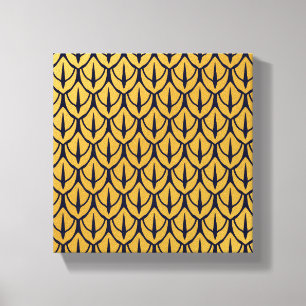 Art Deco-Drachenschuppen - Blaue und goldene Schup Leinwanddruck