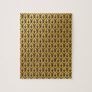 Art Deco-Drachenschuppen - Blaue und goldene Schup Puzzle