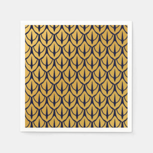 Art Deco-Drachenschuppen - Blaue und goldene Schup Serviette
