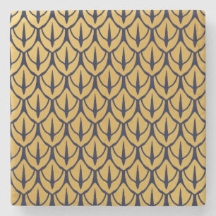 Art Deco-Drachenschuppen - Blaue und goldene Schup Steinuntersetzer