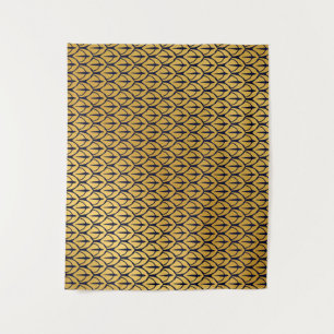 Art Deco-Drachenschuppen - Blaue und goldene Schup Wandteppich
