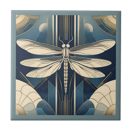 Art Deco Dragonfly Fliese (Vorderseite)