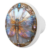 Art Deco Dragonfly Gems Pearls Keramikknauf (Rechts)