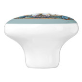 Art Deco Dragonfly Gestaltetes Glas Pink Gold Blau Keramikknauf (Seitenansicht)