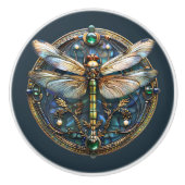 Art Deco Dragonfly Pearls Emeralds Gold Türkis Keramikknauf (Vorderseite)