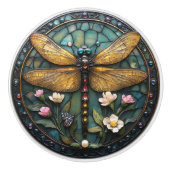 Art Deco Dragonfly Perlen Edelstahl Glas Keramikknauf (Vorderseite)