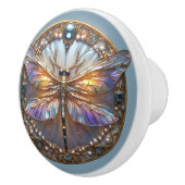 Art Deco Dragonfly Rainbow WIngs Gems Pearls Keramikknauf (Rechts)