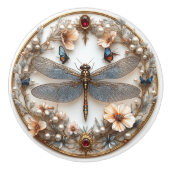 Art Deco Dragonfly Türkis Perlen Gemeine Keramikknauf (Vorderseite)