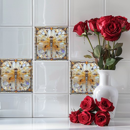 Art Deco Dragonfly Wertvolle Edelsteine aus Hartgl Fliese