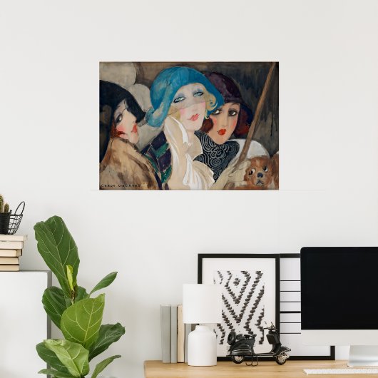 Art Deco Drei Frauen unter einem Schirm Poster (Heimbüro)