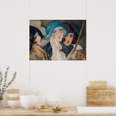 Art Deco Drei Frauen unter einem Schirm Poster (Küche)