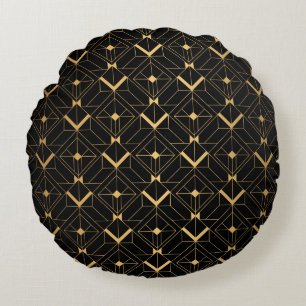 Art Deco Dreieck: Luxus-Muster. Rundes Kissen