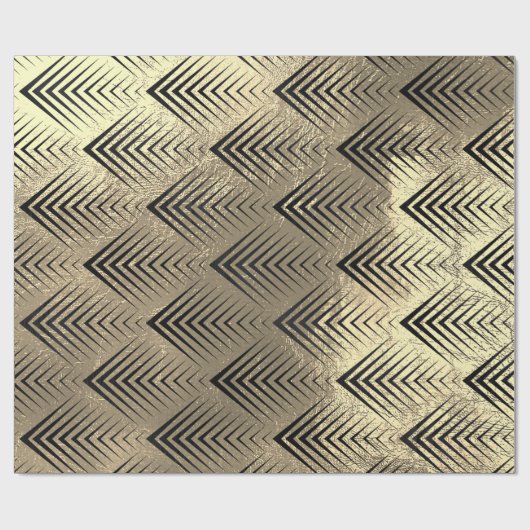 Art Deco Dreiecke Pfeile Schwarze Champaigne Gold Geschenkpapier (Flach)