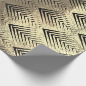 Art Deco Dreiecke Pfeile Schwarze Champaigne Gold Geschenkpapier (Ecke)