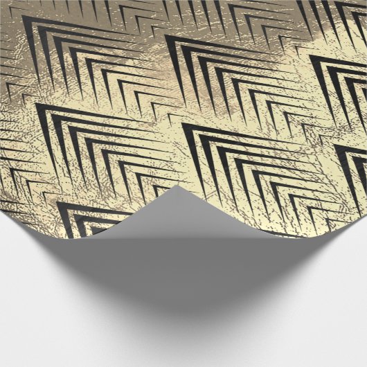Art Deco Dreiecke Pfeile Schwarze Champaigne Gold Geschenkpapier (Ecke)
